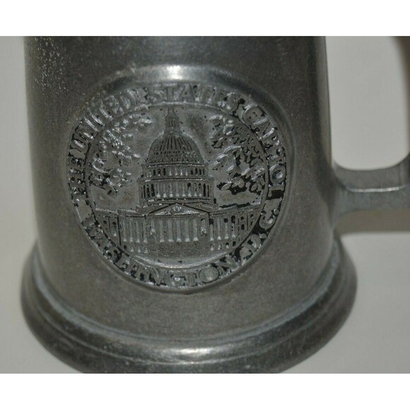 Vintage Solid 1970s Pewter WASHINGTON DC US Capitol Old Beer Mug Stein RARE - Picture 2 of 6